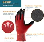 COOLJOB 6 Pairs Work Gloves, Rubber Coated Palm, Black & Red, Size M-XL | Breathable & Lightweight, for Gardening, Weeding, Landscaping, Lawn Yard Work
