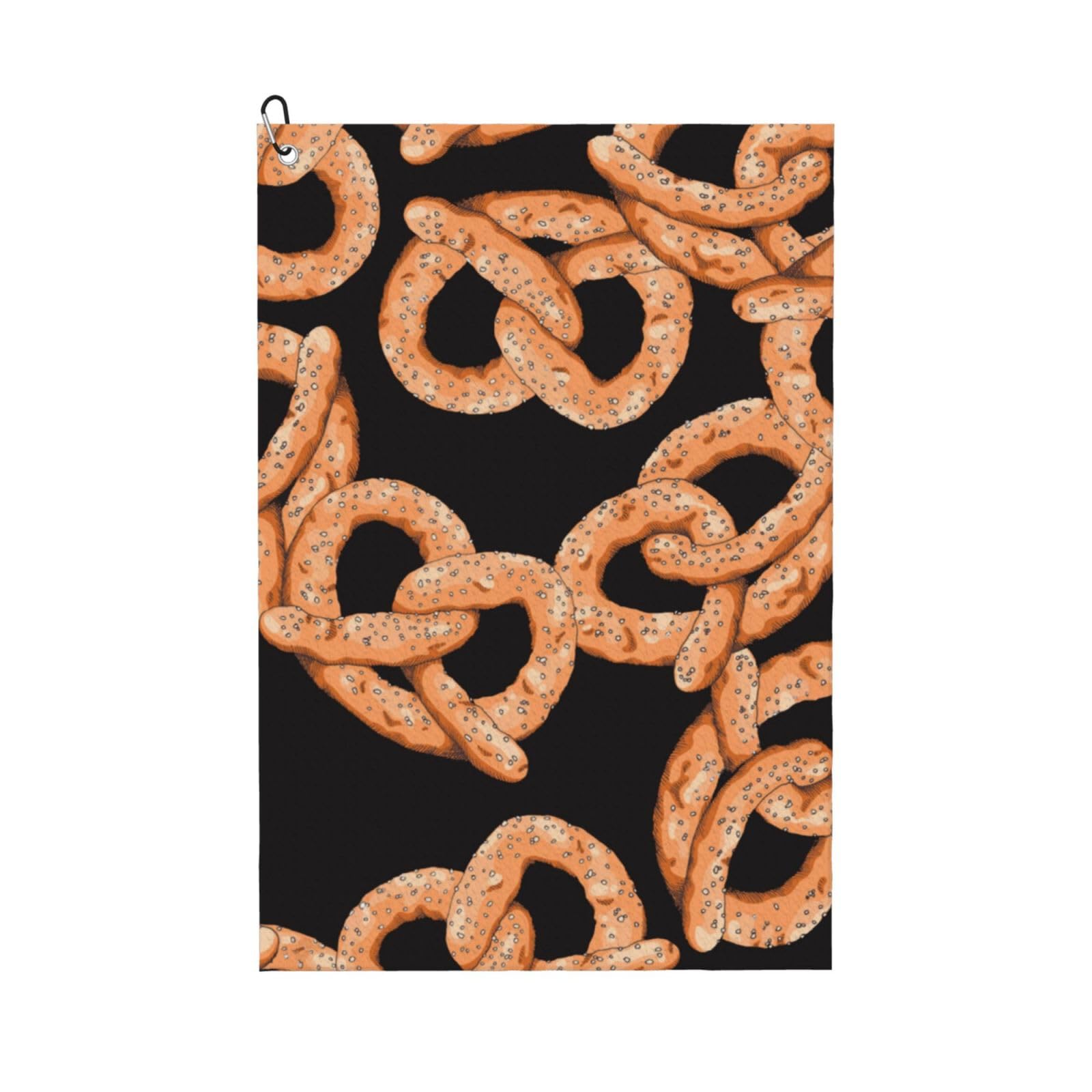 Hnnkloy Fresh Pretzel, 16x24 in Portable Waffle Golf Towels with Carabiner Clip for Golf Bag