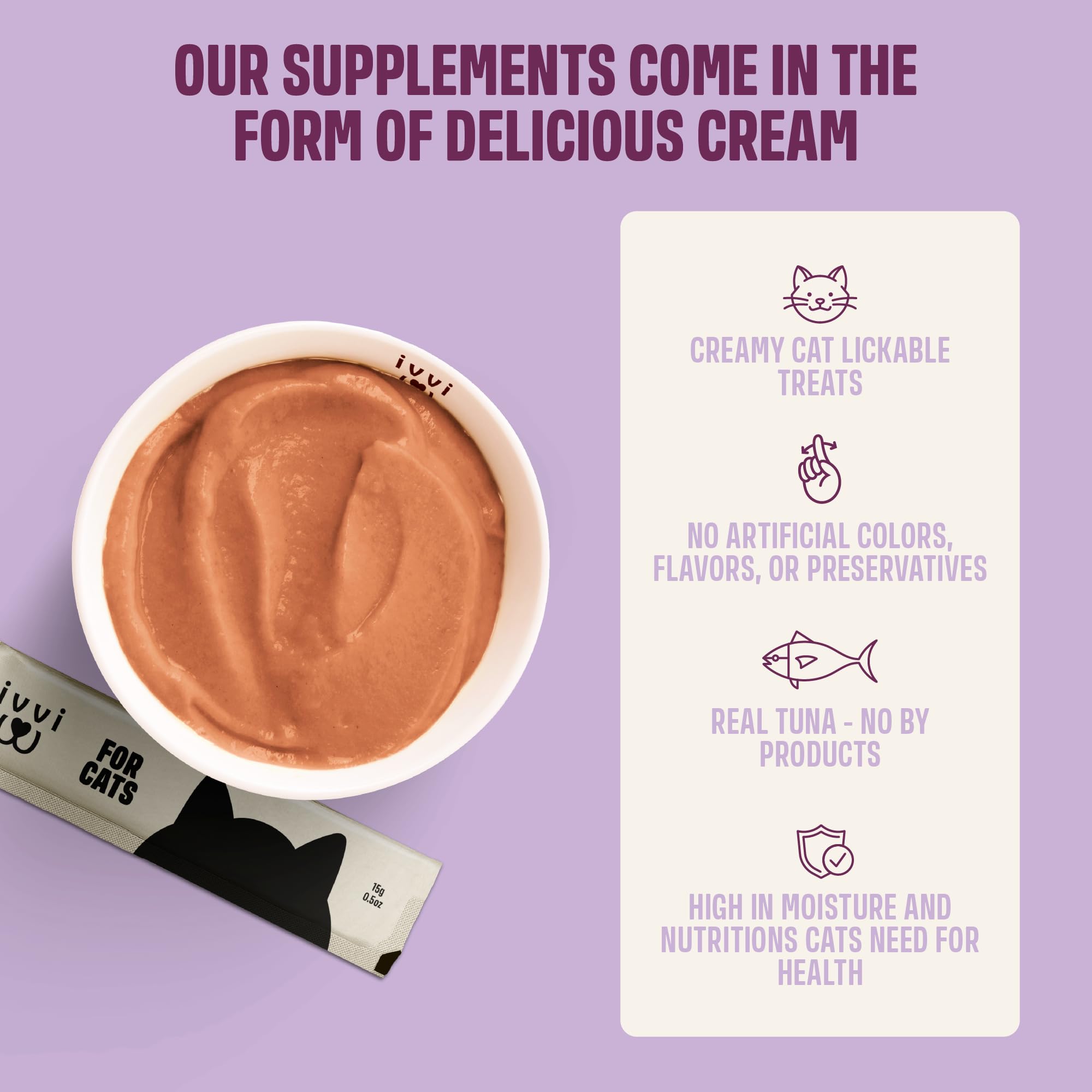 ivvi Relax for Cats – Calming Cream with Tryptophan, Casein, Magnesium & B Vitamins – Natural Stress Support – 30 x 0.53 oz Sachets – with Real Tuna - image 4