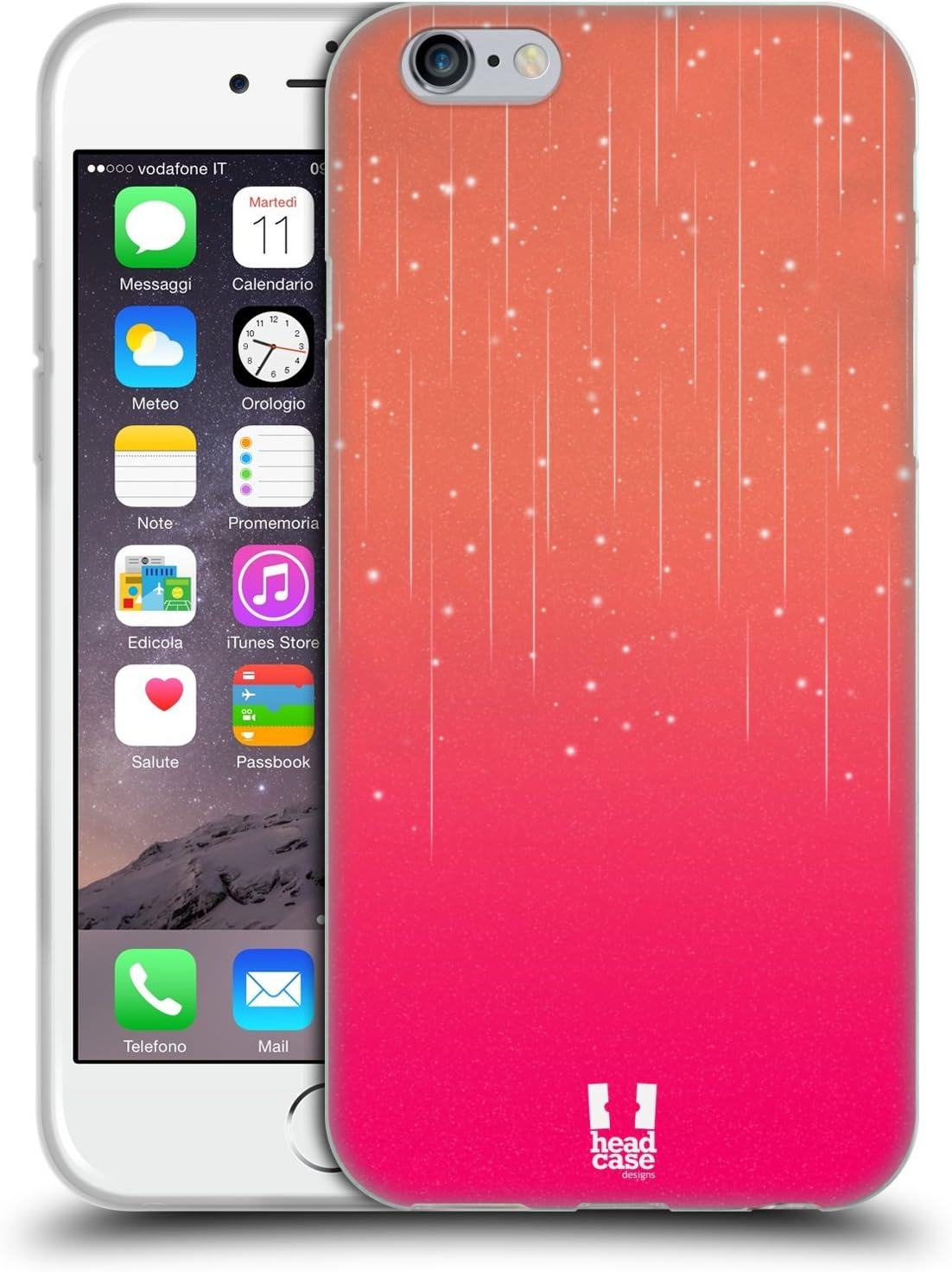 Head Case Designs Peach Pink Neon Rain Ombre Soft Gel Case for iPhone 6 / iPhone 6s
