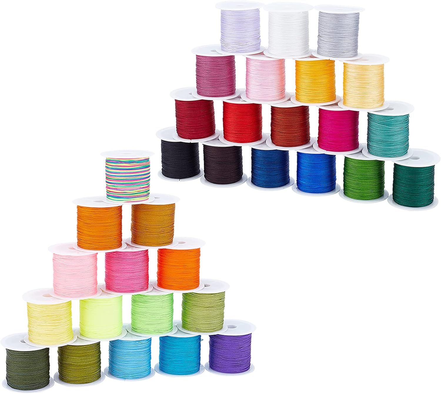 arricraft 33 Colors Polyester Cord, 0.3mm Round Beading String, Knotting Wire for Chinese Knotting, Kumihimo, Beading, Macramé, Jewelry Making, Sewing- 130 Yards/Roll
