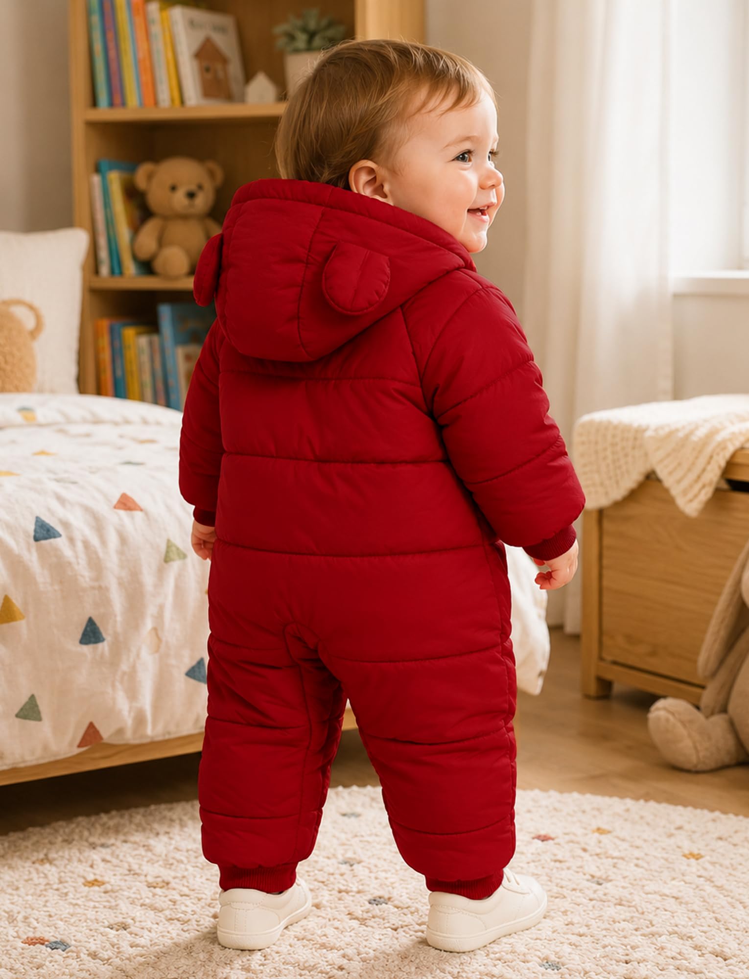 SEAUR Baby Strampler Warmer Outdoor Reißverschluss Winter Jumpsuit Overall Baby Schneeanzug Winddicht Einfarbig 0-24 Monate