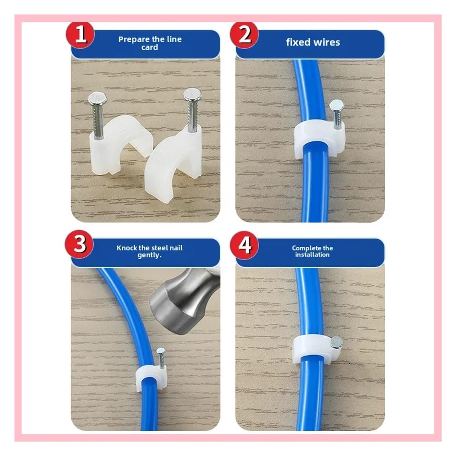 Clips de câble Ronds Attaches de câble rondes en fil d'acier et plastique(18mm 50 tablets/pack)