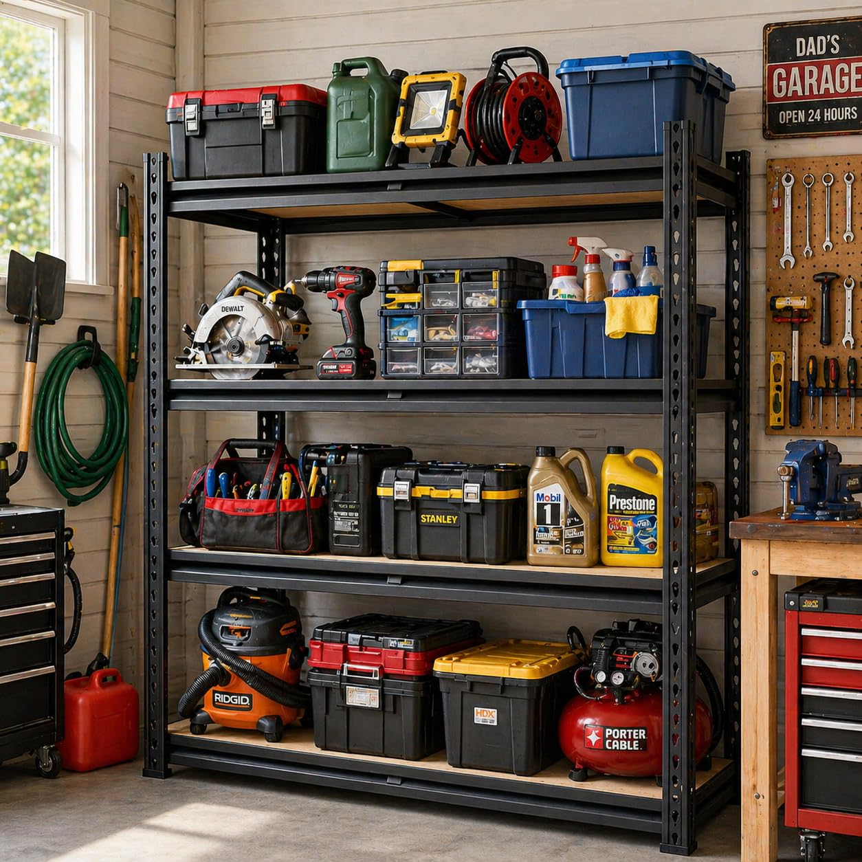 HOMIFLY 4 Tier Extra Large Metal Shelf Rack/60x36x15 InchAdjustable Boltless Shelving Unit/Heavy Duty Display Rack Organizer for Garage/Kitchen/Warehouse/Tool-Free Assembly and Rust-Resistant