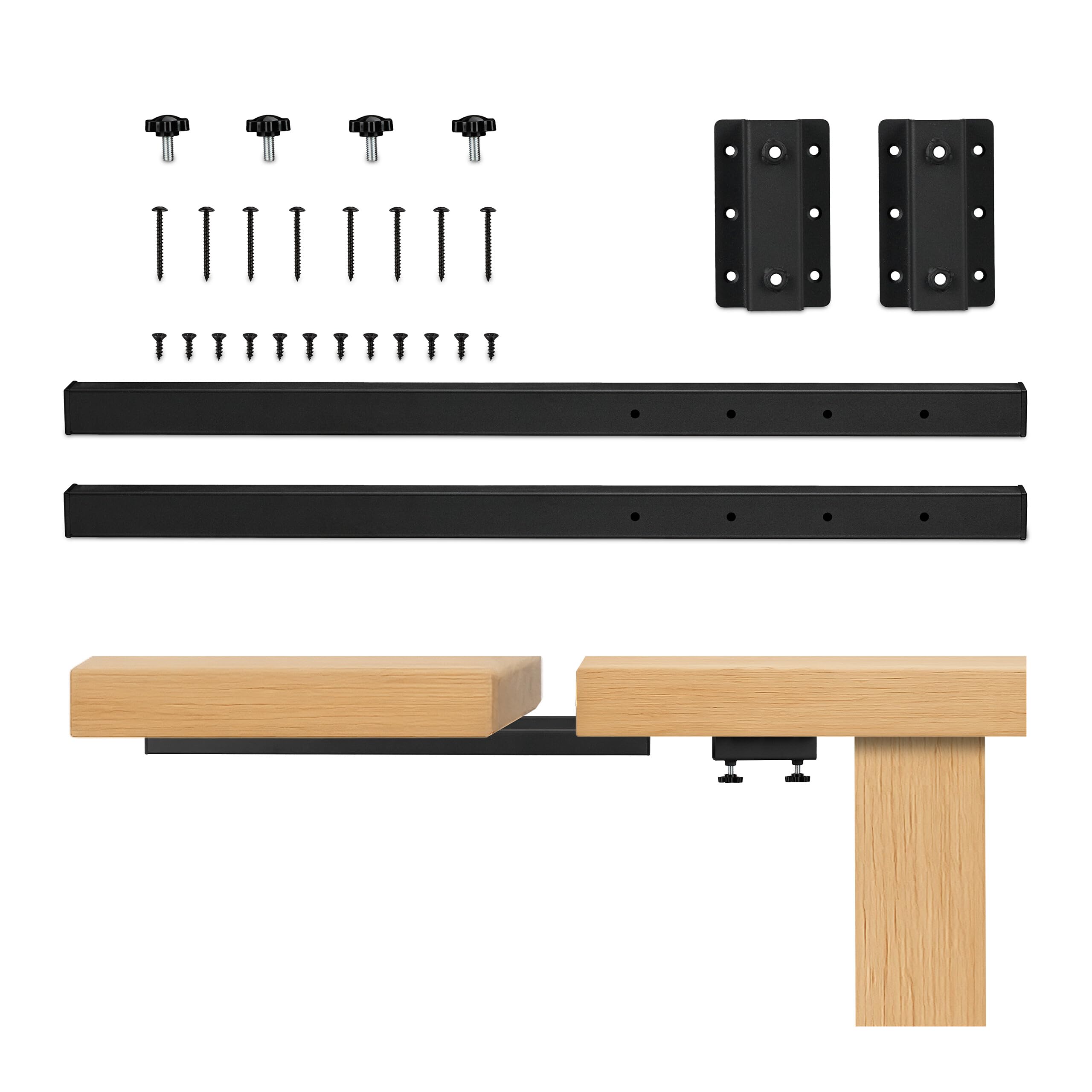 Relaxdays Extensión para Mesa de Metal Ajustable, 60 cm, 2 Brazos, Carga 80 kg, Negro