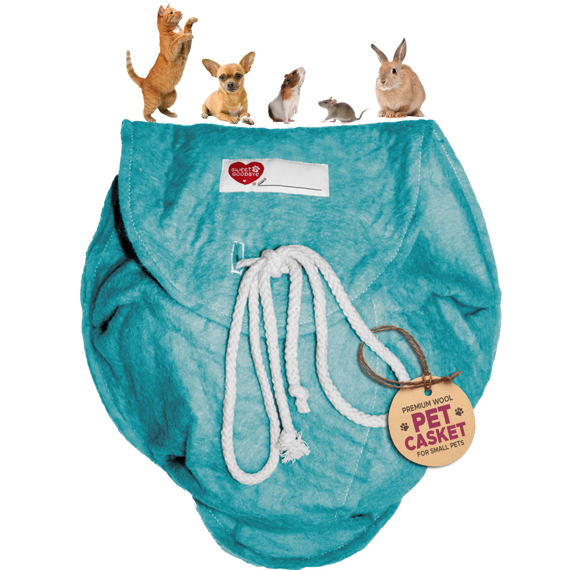 Sweet Goodbye CLOUD® Eco-Friendly Pet Burial & Cremation Ceremony Kit -Casket for Smaller Pets: Rabbits Hamsters Birds Guinea Pigs, Fish, Reptiles, Small Cats (Choose Size & Color)(Medium, Teal Green) — image 1