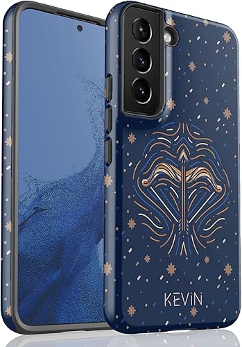 Artisticases Cartel del zodiaco Sagitario personalizado, funda con nombre personalizado de astrología, diseñada para Samsung Galaxy S23 Plus, S22