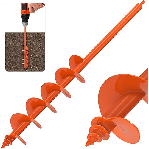 Auger Drill Bit for Planting 4"x32" Garden Drill Bit, Heavy Duty Auger Post Hole Digger with 3mm Thicker Spiral for Bulbs, Plants, Beach Umbrellas, Fence Posts - Fits 3/8" Hex Drive Drill