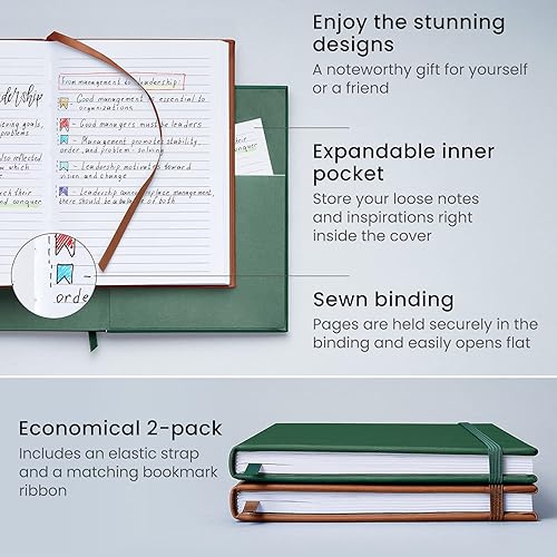 Miniatura 7 de Arteza Cuadernos rayados, paquete de 2, 6 x 8 pulgadas, 96 hojas, azul cobalto y gris, bloc de notas de tapa dura con papel forrado suave para