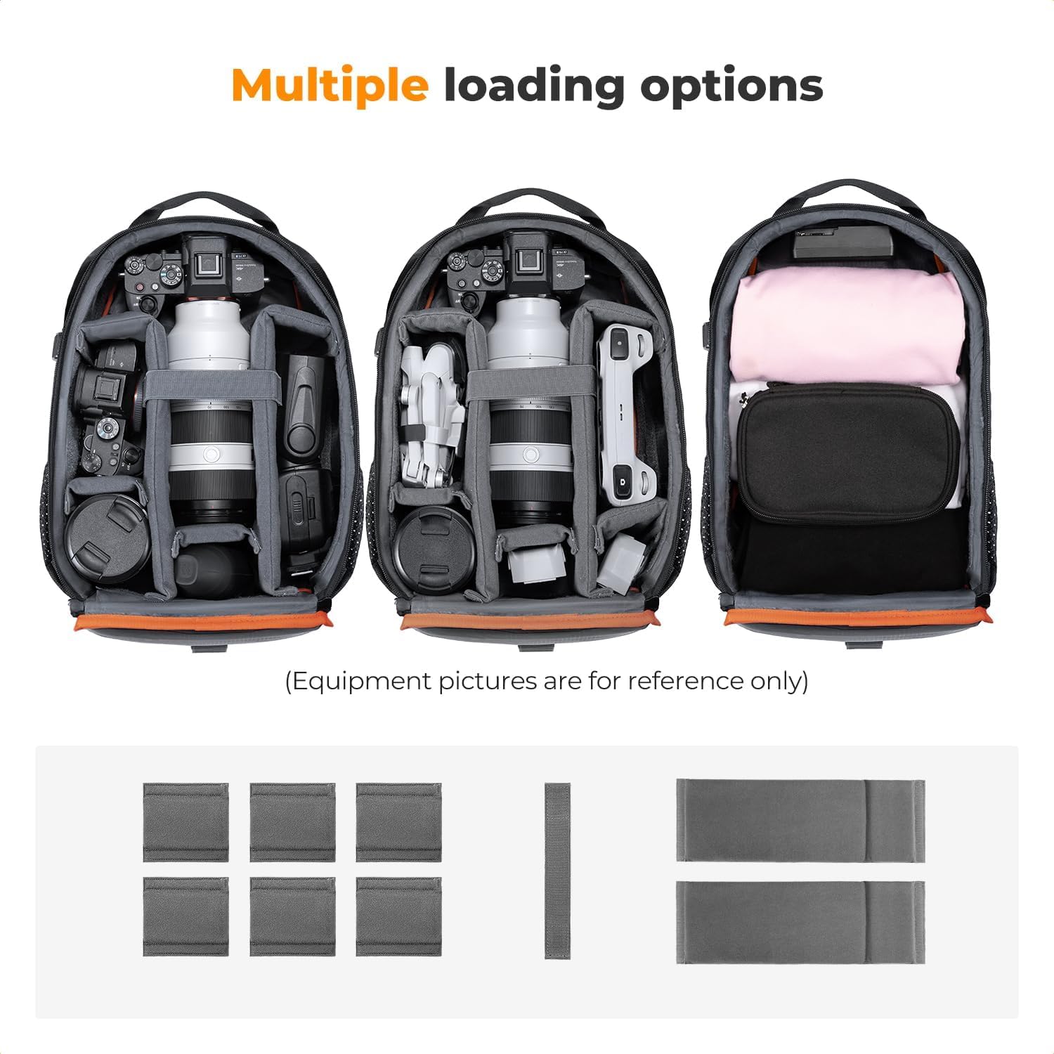 K&F CONCEPT Kamerarucksack für Fotografen, Fotorucksack Klein Multifunktionale Camera Backpack Wasserdicht für SLR/DSLR Kamera Objektiv und Zubehör
