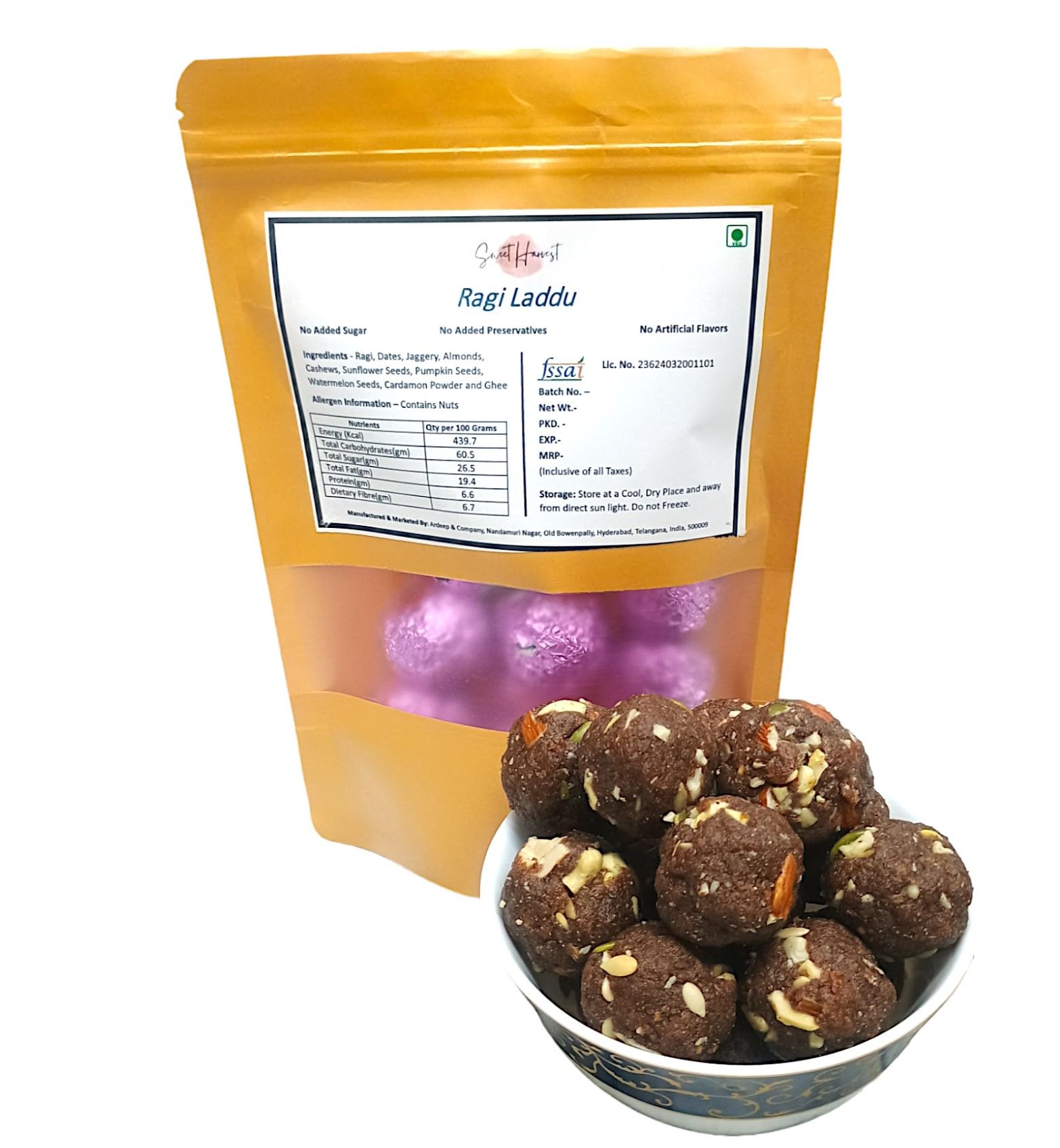Sweet Harvest Ragi Laddu | Made with Mix of Ragi and Nuts | No Preservative | (Finger Millet laddu, Nachani, Nagli, Ragi, Kelvaragu, Mandua, Marwa) | Excellent Source of Calcium | Gluten - Free | No Added Sugar | No Artificial Flavours (650 Grams) (B0D5SCXC2F) Amazon Price History, Amazon Price Tracker
