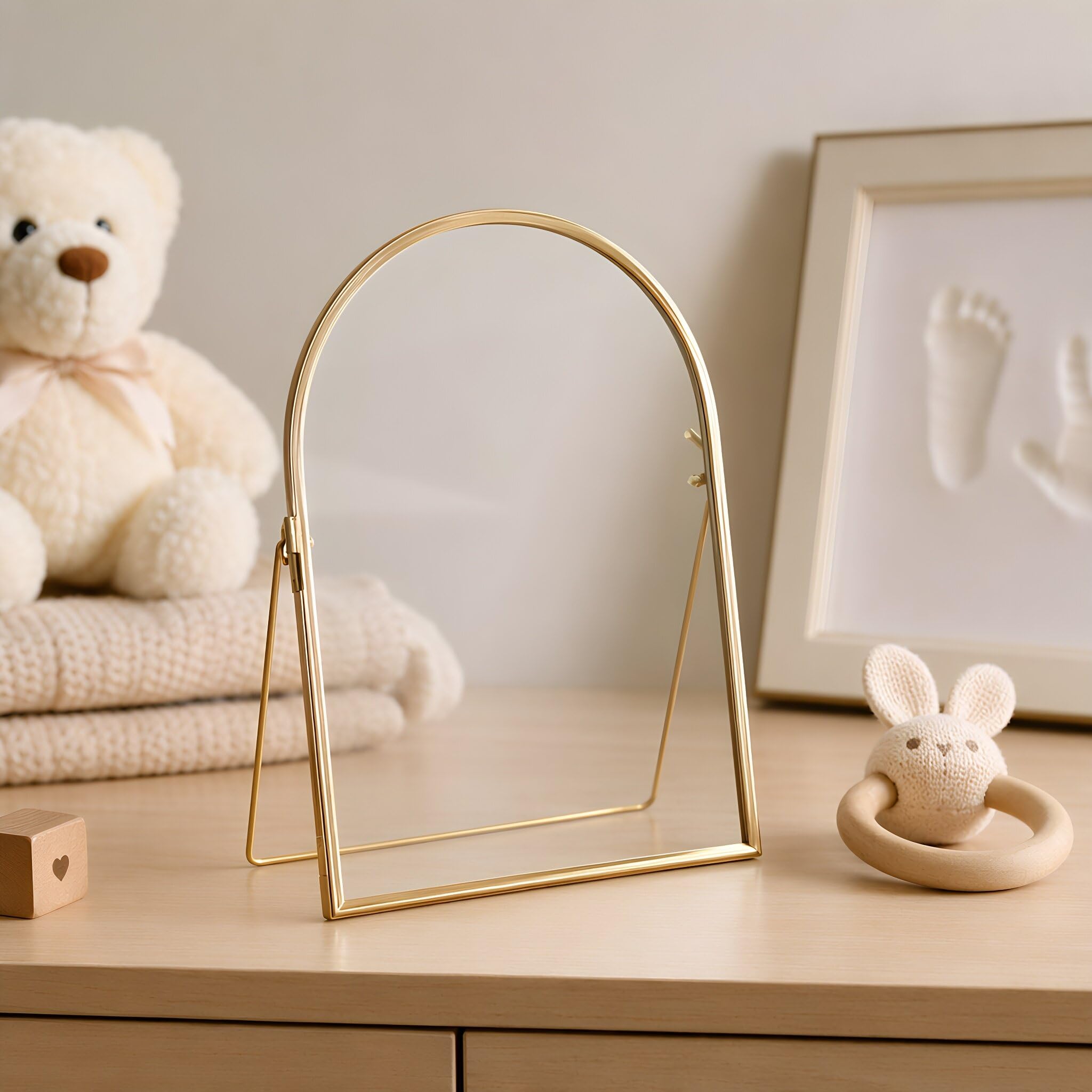 YARNOW Cornice per impronte di mani e piedi da neonato, cornice galleggiante in vetro per impronte di mani e piedi | Decorazione da tavolo per la cameretta dei bambini, fronte-retro, ideale per bambini e bambine (20x15 cm).