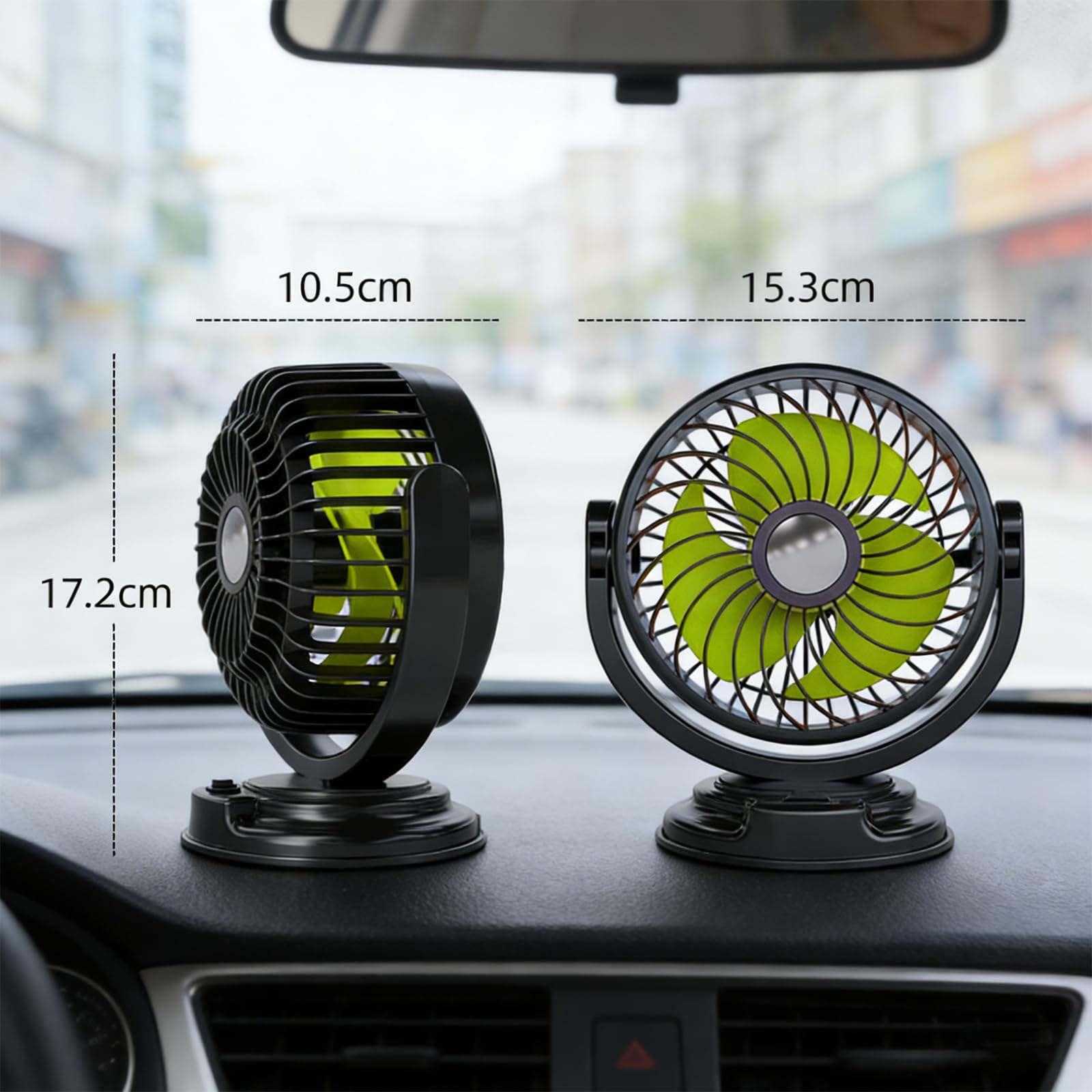 Ventilateur de voiture 12 V - Rotation à 360° - Pour tableau de bord - Ventilateur de table - Ventouse - Petit ventilateur pour camion SUV (tête unique)