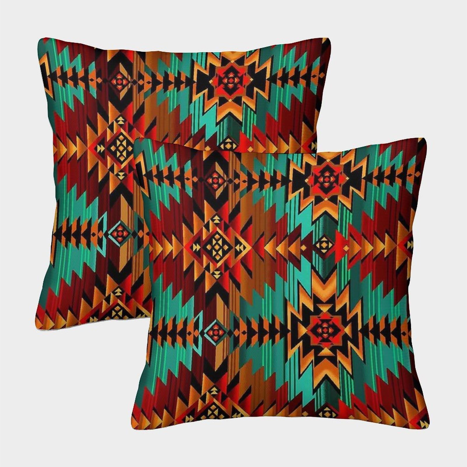 kaiyun 2 Pack Native American Art Luxury Digital Printed Soft 3D Themed Square Cushion Cover 40x40cm