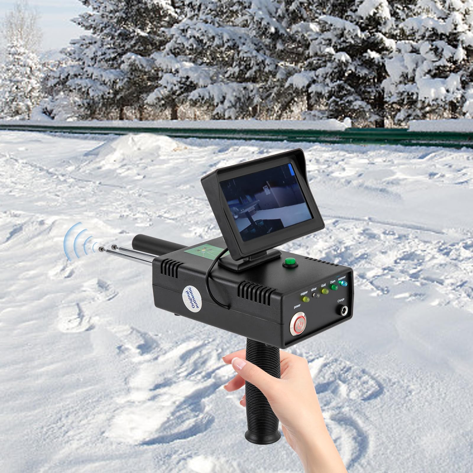 Detector de metales 3D con pantalla LED profesional, detector de metales de alta precisión, moderno detector de oro subterráneo para jardín, construcción, área de detección de tesoros, 1200 m