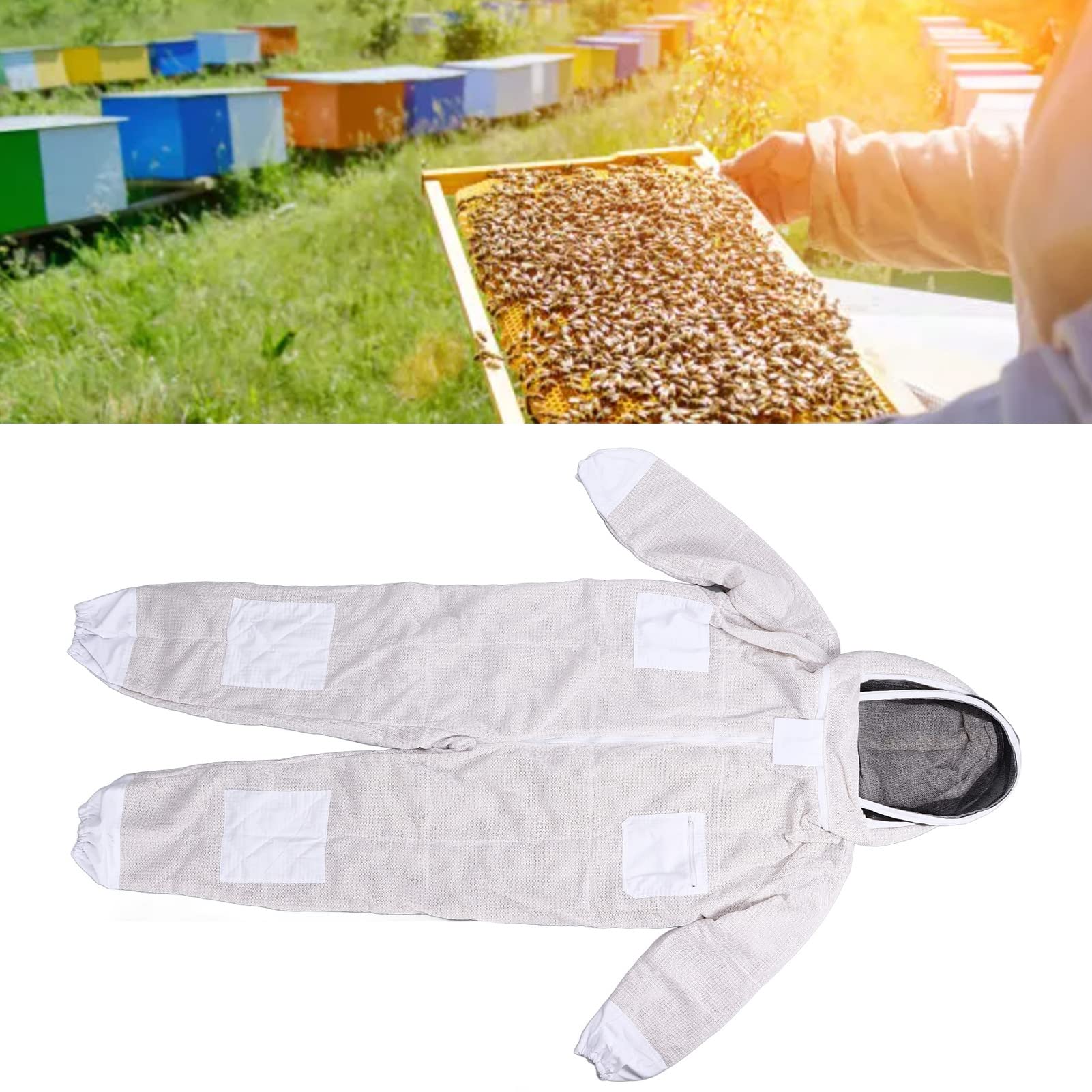 Tuta da Apicoltore, Tuta Apicoltore Ventilata, Tuta Aerata con Cappello Maschera Rotonda, 3 Strati in Rete Traspirante Tuta Spaziale Tuta da Apicoltura ventilata per Apicoltore(L)