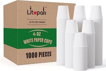 LITOPAK 1000 حزمة 4 أوقية المتاح ورقة فناجين القهوة، ورقة بيضاء صغيرة فناجين القهوة للمكتب، المنزل، حزب، والأحداث