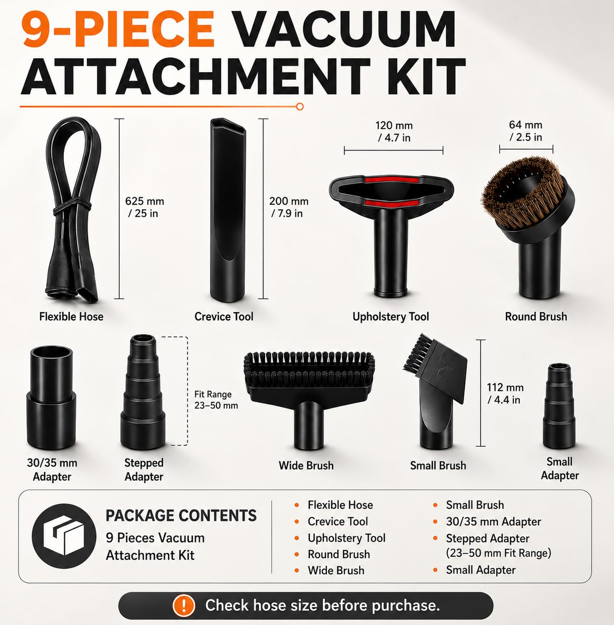 Kit di 9 accessori per aspirapolvere Gtech AirRam Platinum 2019-2025| Adattatore multi-formato | bocchetta a lancia, strumento per tappezzeria, crine di cavallo e spazzola larga | Pulizia