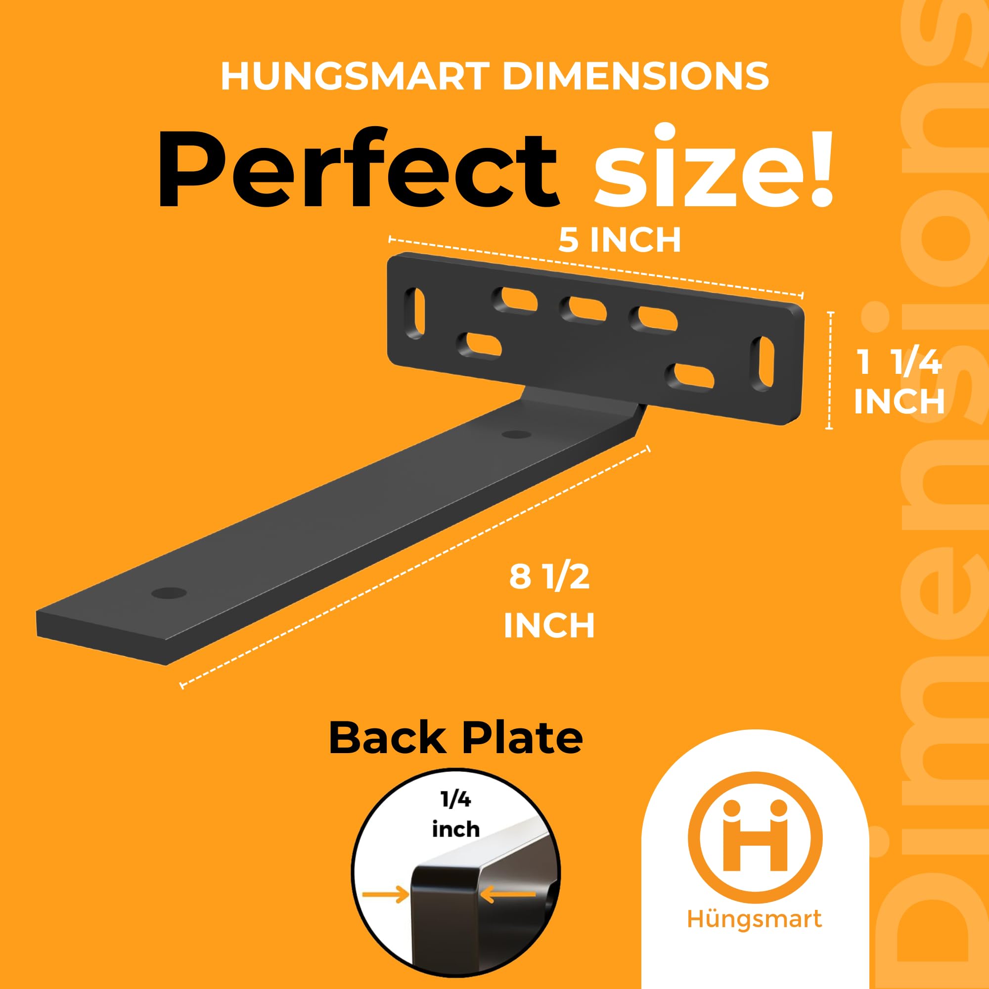 Hüngsmart - 4 soportes de estante de largo (8.5 pulgadas de profundidad x 5 pulgadas de ancho x 1 1/4 pulgadas de alto), accesorios de estantería resistentes, adecuados para decoración rústica,