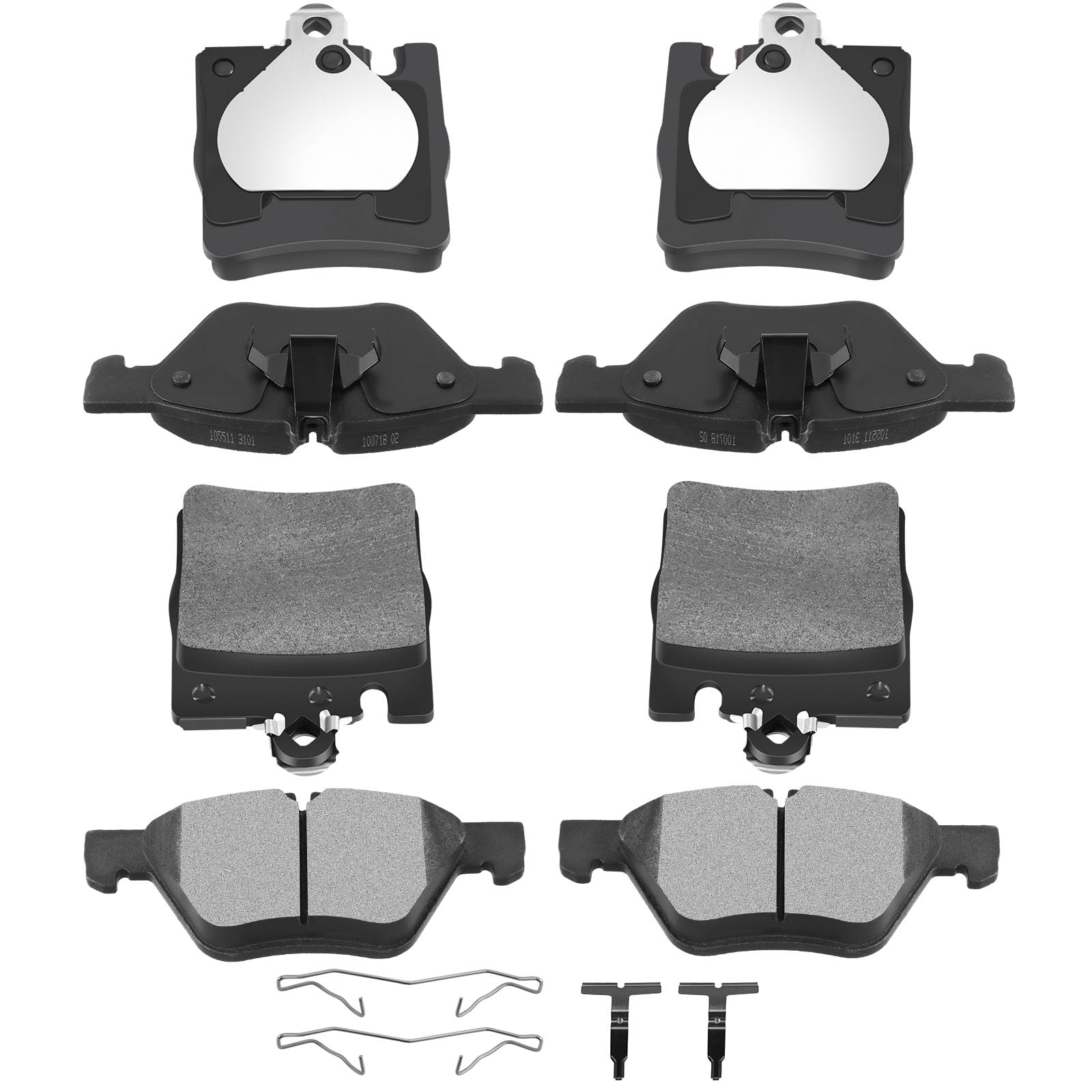 AUTOMUTO 8PC Front Rear Semi-Metallic Disc Brake Pads Set D873 D853