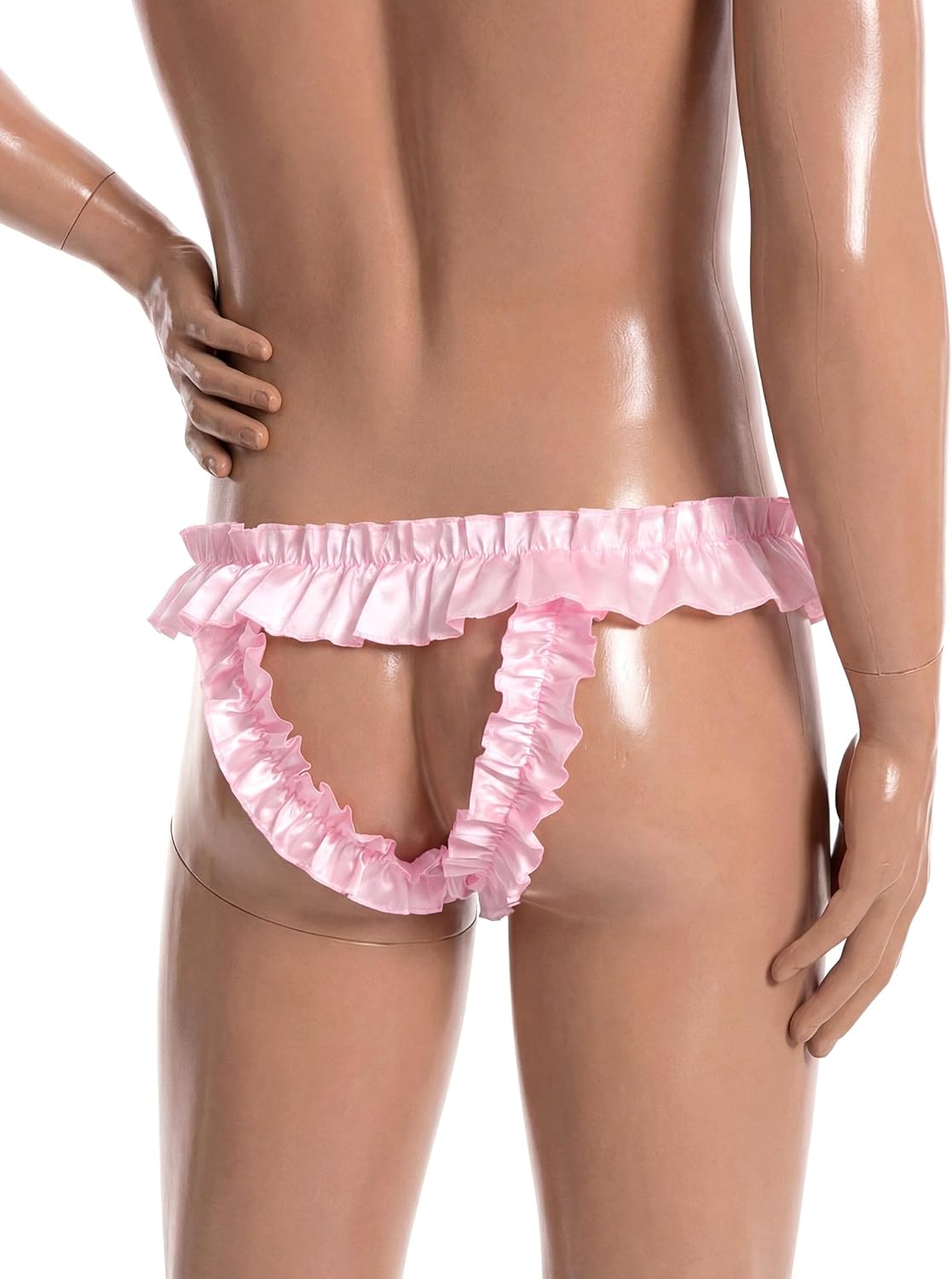 Satini Men's Satin Ruffle Bow Thong Sissy Knickers Briefs Jockstrap Panties - Image 4