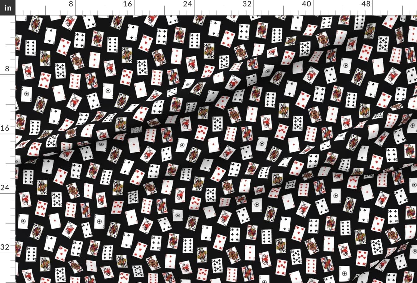 Spoonflower Fabric - Scattered Playing Cards Black Deck Gambling Casino Masculine Game Room Printed on Upholstery Velvet Fabric Fat Quarter - Upholstery Home Decor Bottomweight Apparel
