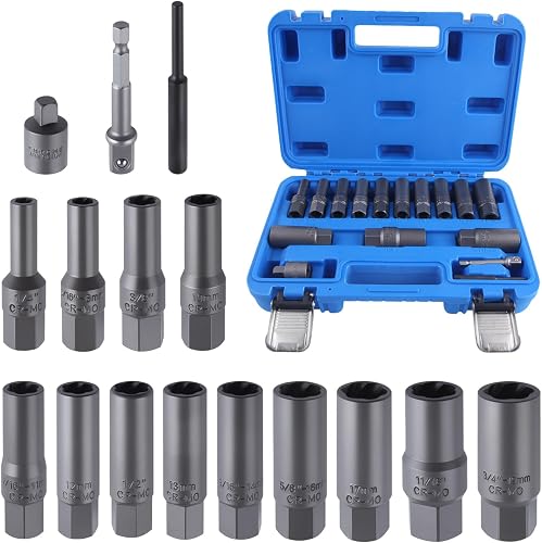 SPEEDWOX 16 Pcs Spiral Deep Bolt Extractor Set Stripped Bolt Remover Lug Nut Ext