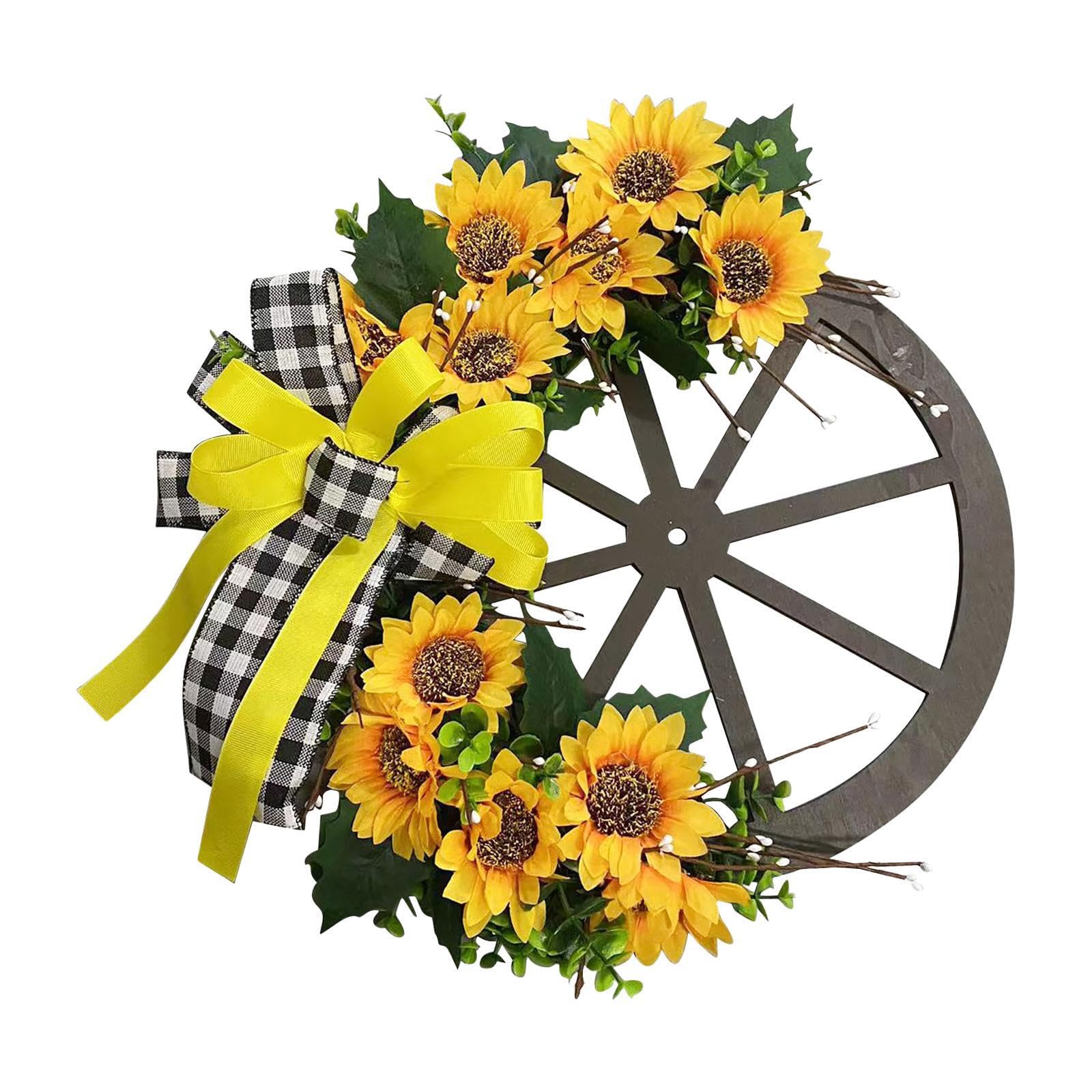 Girasoles para puerta de entrada colgante floral decorativo de seda artística