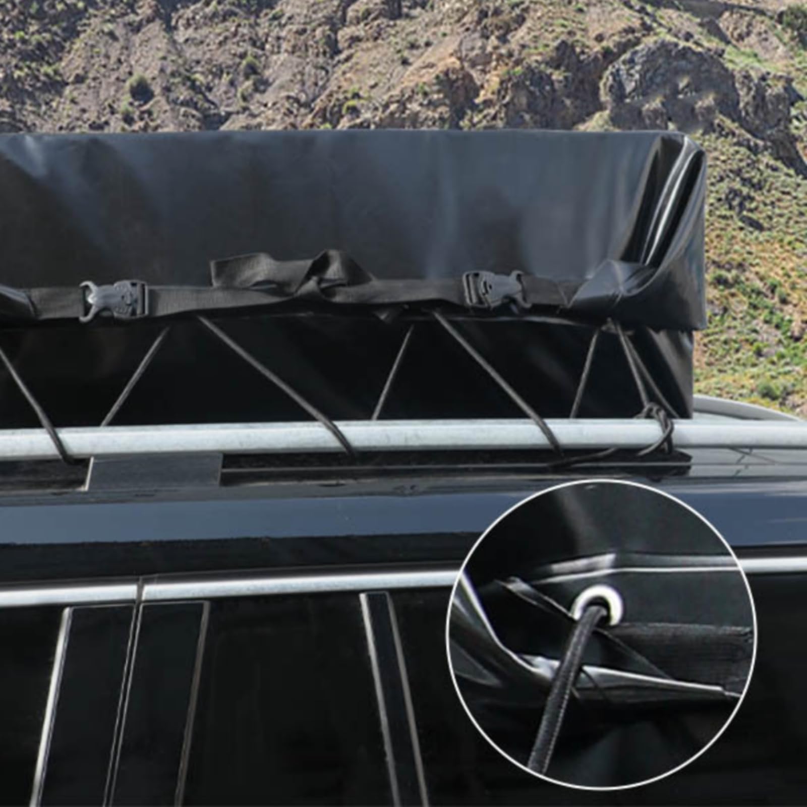 Beständig Gepäcktasche für Autodach, Blau, 120 180cm | Wasserdicht, Autodachtasche, Wetterfest, Dachtasche mit Rollverschluss, für Roadtrips, Camping, Familien, Campingreisende