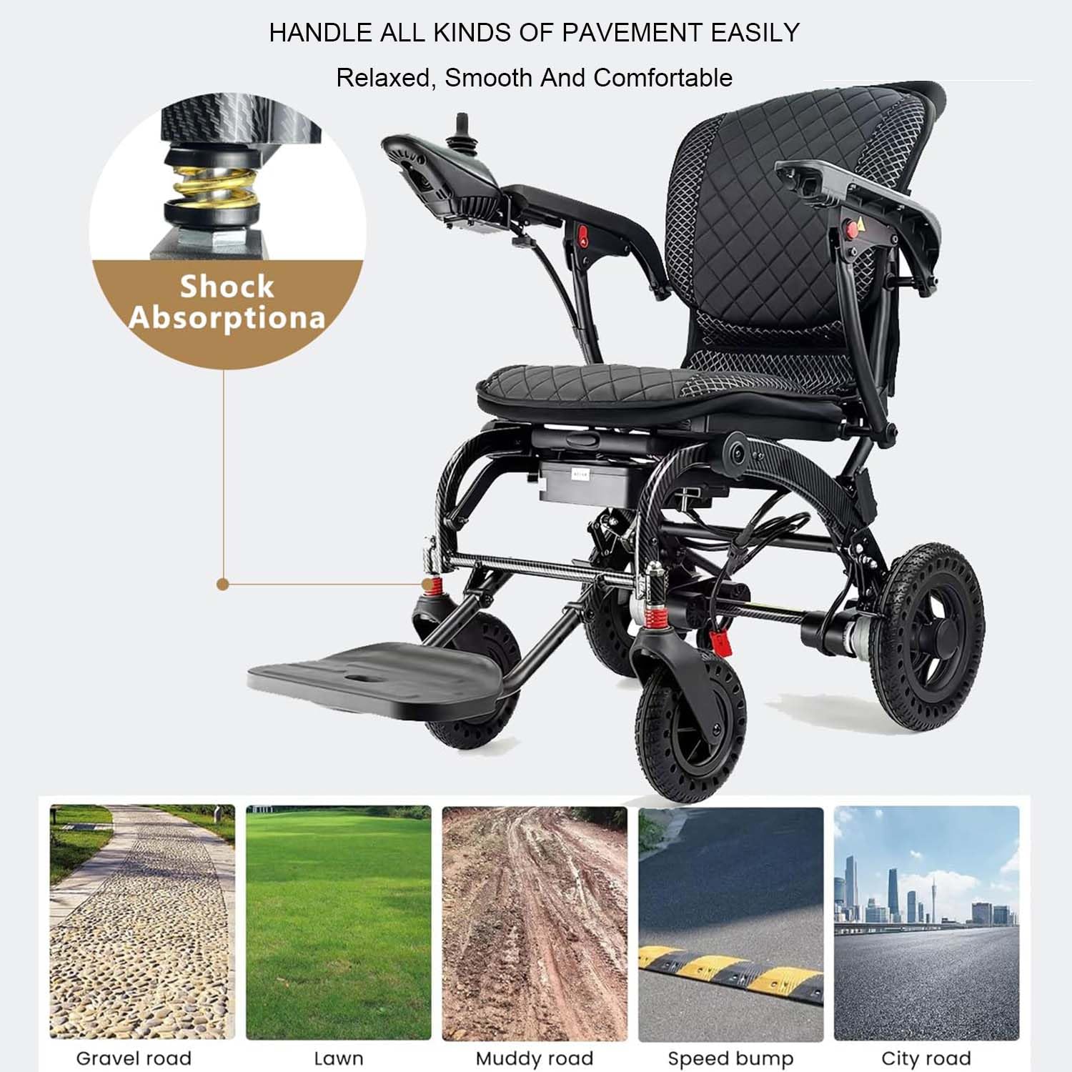 Silla de ruedas eléctrica ligera 33lbs, silla de ruedas eléctrica plegable para adultos, doble motor 360W, reposabrazos elevables, con luz USB y muletas,20ah
