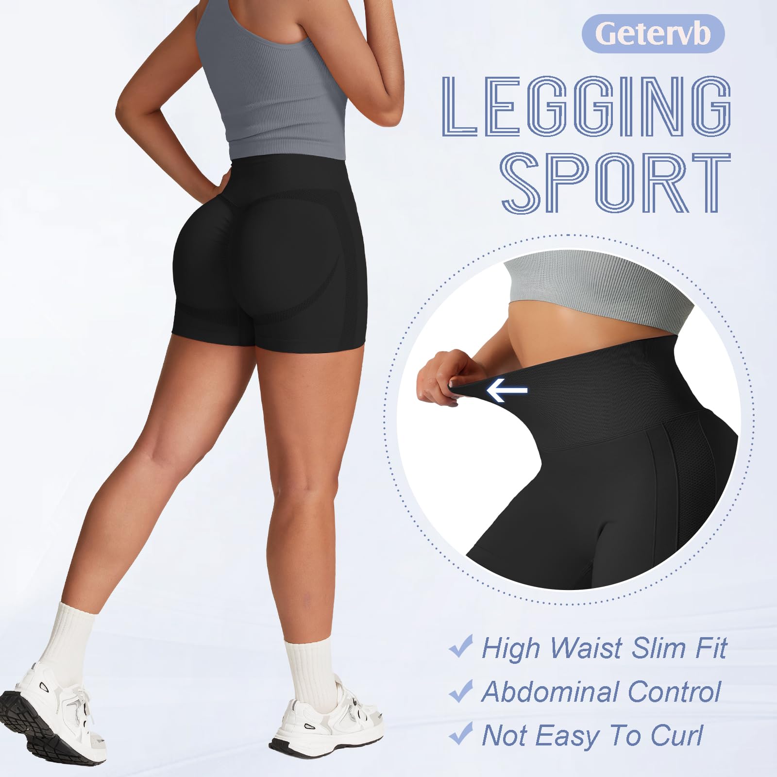 Mallas Cortas Mujer Push Up Pantalones Cortos Mujer Deporte Cintura Alta Short Deportivo Elásticas para Gym Yoga Correr Fitness Running Jogging