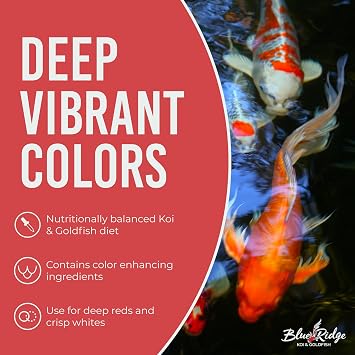 Blue Ridge Koi Fish Food 50lb - Koi Food Large 3/16 Growth Formula, Goldfish Food, Premium Fish Food for Ponds, Ponds Fish Food, Floating Pond Pellets