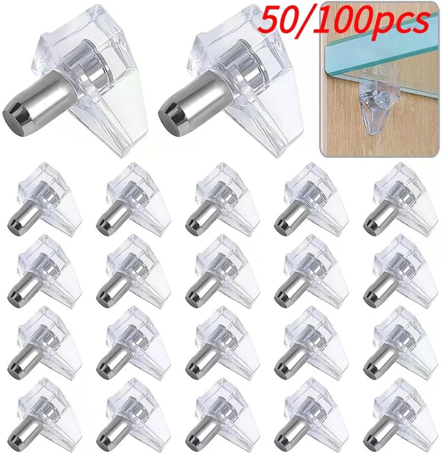 Clapboard Layer Support Pins 50 or 100 Pcs Plastic Cabinet Shelf Pegs Fixing Partition Pin Holder(White 50pcs)