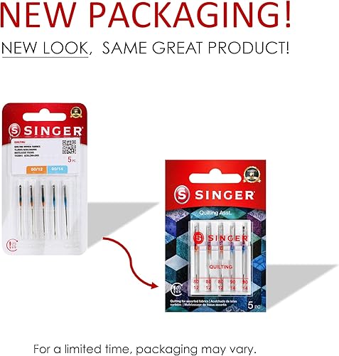 Miniatura 7 de Singer 44729 Agujas para máquina de acolchar, tamaños 8011 y 9014, multicolor, 5 unidades