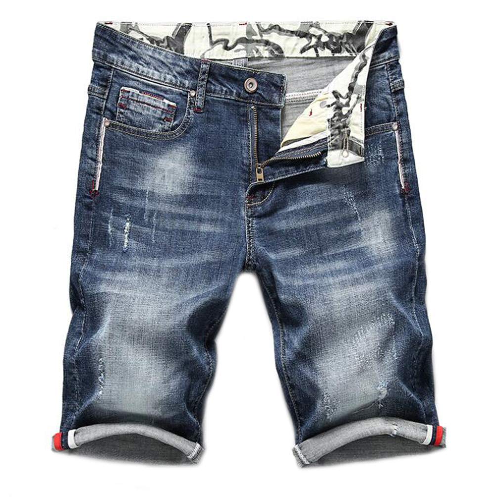 Dżinsy szorty męskie szorty dresowe lato moda bermudy unikalne dżinsy na co dzień szorty jeansowe podarte dżinsy, NIEBIESKI, 31W