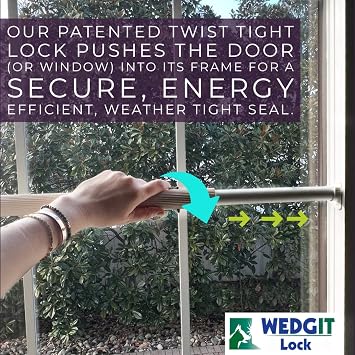 Maxi Twist Tight Large Size Sliding Door Security Bar Extends 25 to 42”, Sliding Door Lock Bar to Keep Intruders from Getting in, Also Ideal for Sliding & Single Hung Windows, White