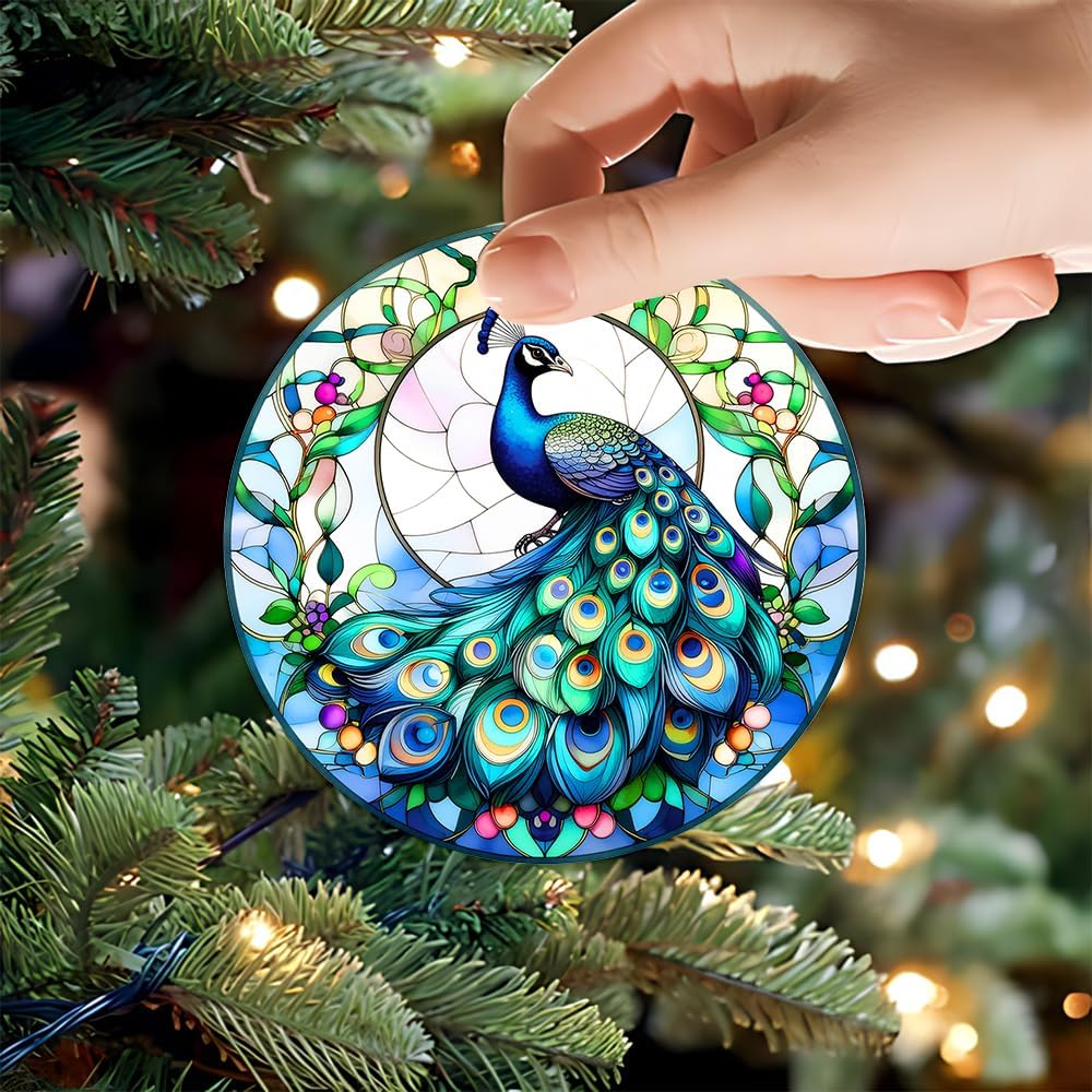 2025 Christmas Ornament – Peacock Ornament, Stained Glass Inspired Holiday Tree Decoration, Elegant Exotic Bird Keepsake Gift - Image 5
