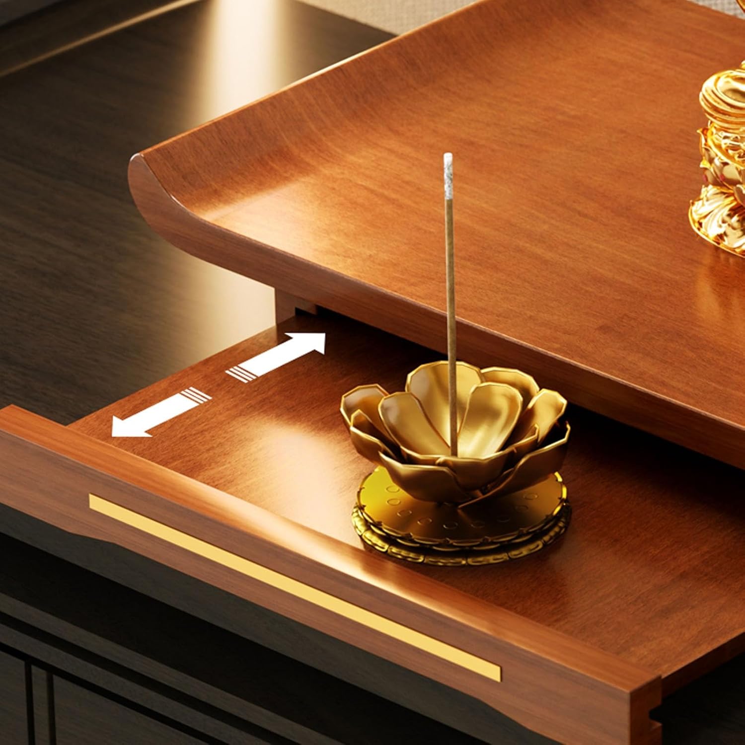 Wall-Mounted Personal Shrine Altar Table Shelf, Buddha Niche with Storage, Meditation Table, Offering Table for Small Spaces(Black)