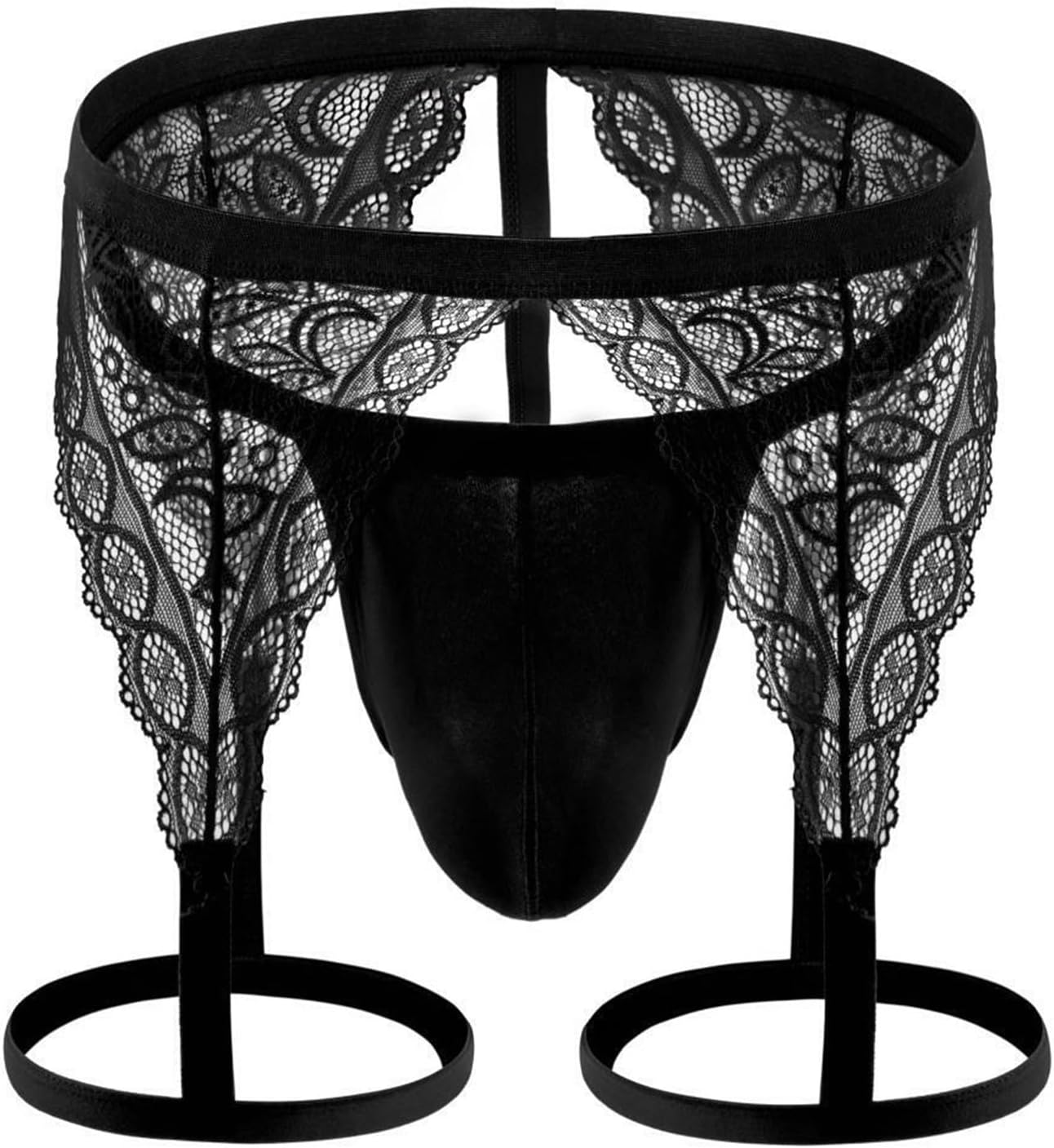 Mens Sexy Underwear T-Back Lingerie Strap Leg Belt Lace Thongs G-String Hollow Panties Underpants Bondage Briefs(Red,2XL)