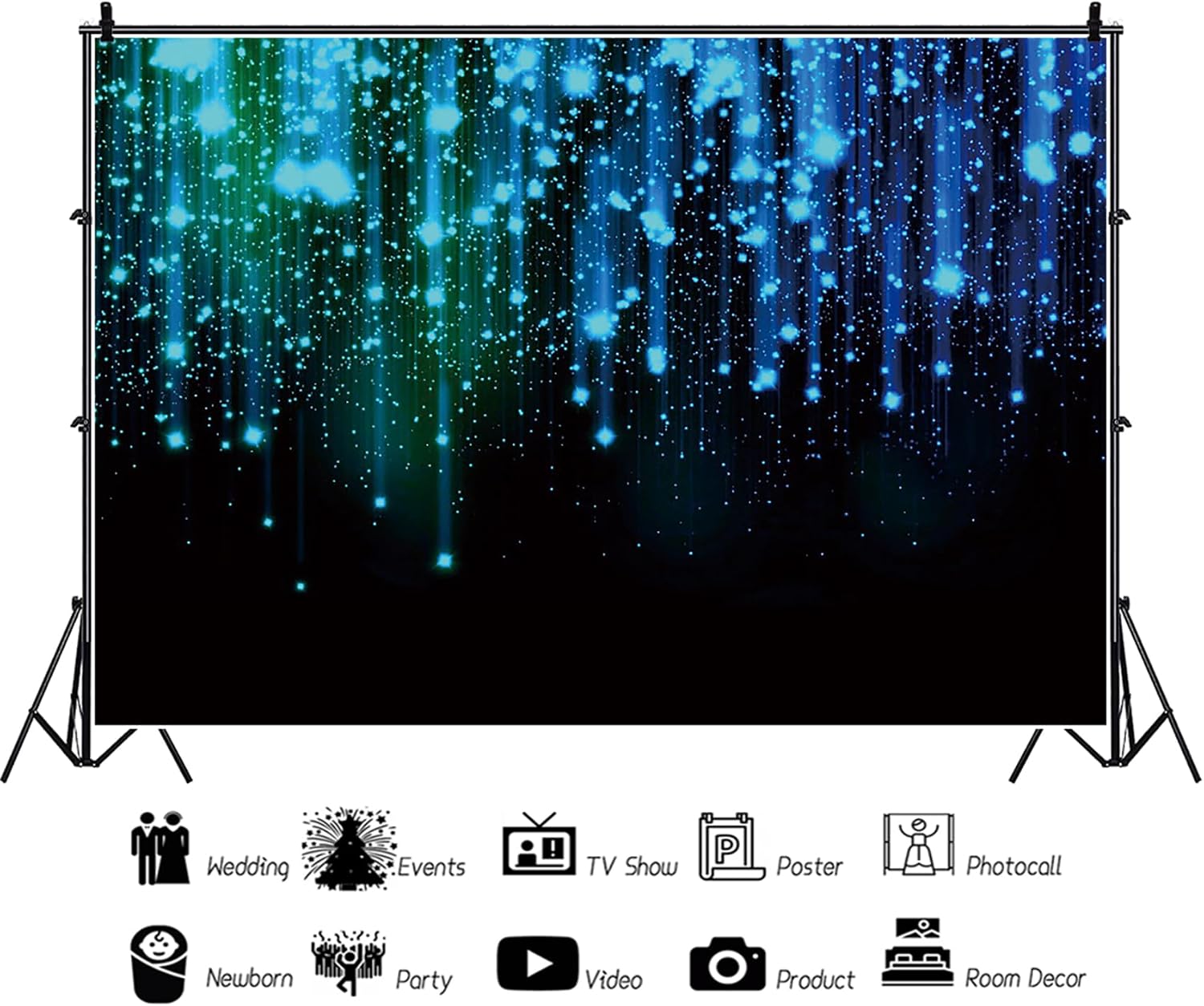 Renaiss 7x5ft Fluorescence Party Backdrop for Photoshoot Boys Girls Portrait Green Blue Neon Splatter Photography Background Dis-co Sock Hop Music Festival Birthday Glow Party Decor Photo Booth Props