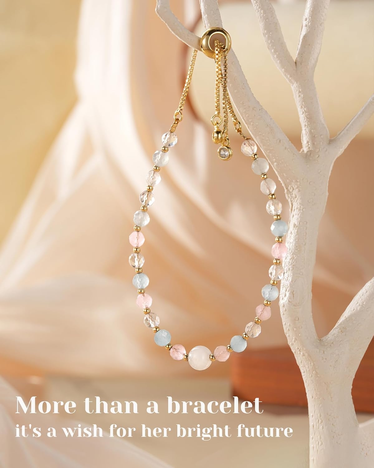 HGDEER Moonstone Trendy Bracelet Gift for Daughter Granddaughter Niece -Birthday Christmas Gift- 100% Natural Stone Adjustable Bracelet with Inspirational Card & Gift Pouch - Image 4