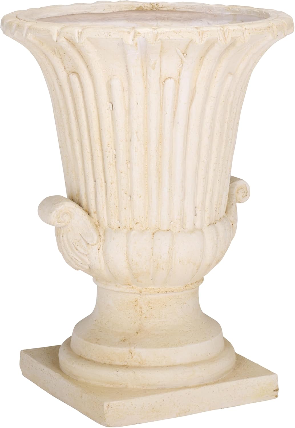 SAFAVIEH Outdoor - Atlas Off-White Magnesium Oxide Urn Planter Pot - Weather-Resistant Garden Planter with Drainage Hole for Patio, Porch & Entryway, 18.9" W x 18.9" D x 24.8" H (PAT5047A)