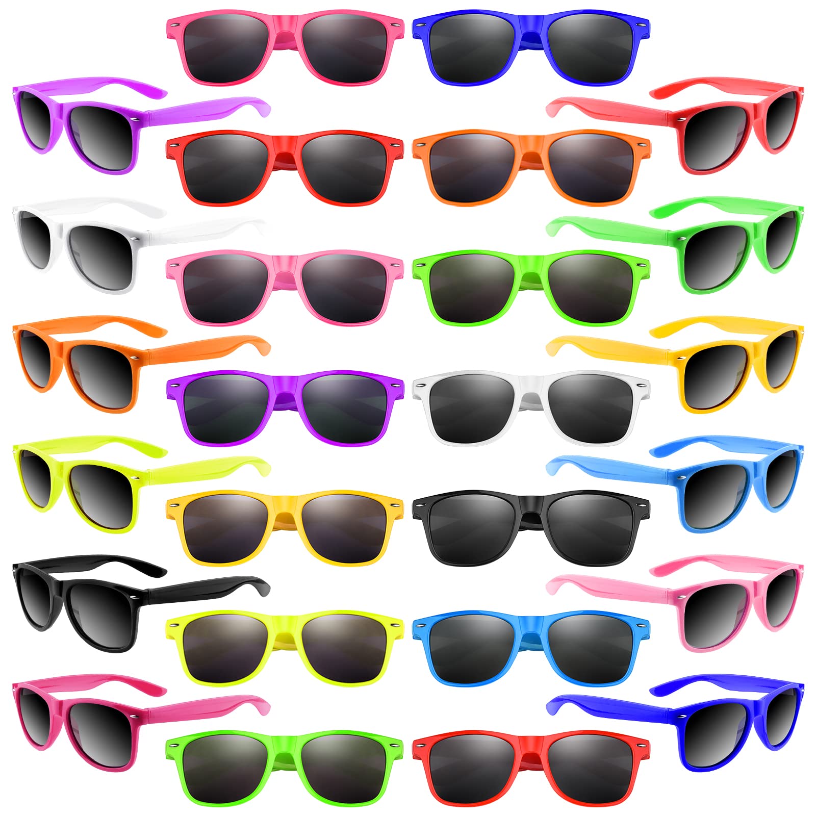 Morcheiong 24 Pack Neon Colors Sunglasses Unisex Party Sunglasses Favors Goody Bag Fillers Fun Gift for Birthday Beach