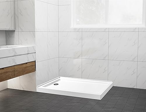 Miniatura 2 de Kingston Brass VTSB60324L Aruba - Base de ducha acrílica de doble umbral de 60 x 32 pulgadas, color blanco brillante