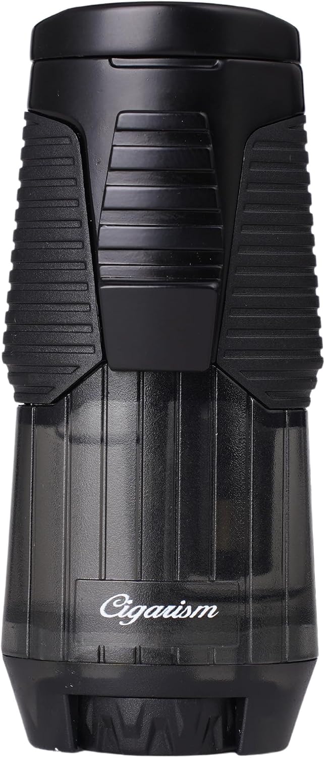 Cigar Lighter Single Torch Jet Lighter, High Volume Windproof, Cigar Rest (Black)