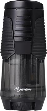 Cigar Lighter Single Torch Jet Lighter, High Volume Windproof, Cigar Rest Black