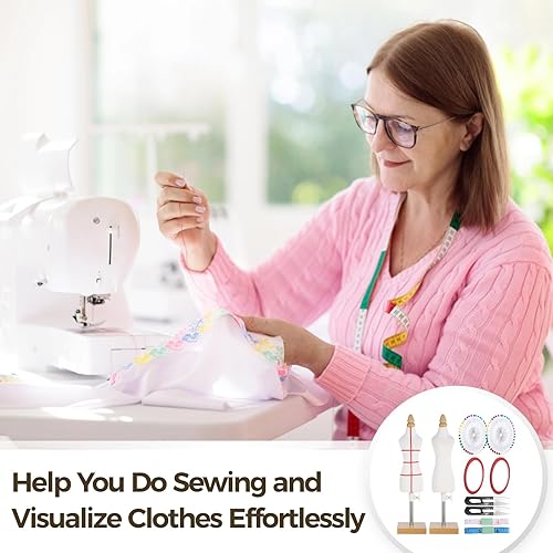 Miniatura 2 de Juego de 10 maniquíes de modista a sastre con agujas, parches de costura, cintas medidoras, forma de vestido de muñeca, tamaño 1/4, maniquí de