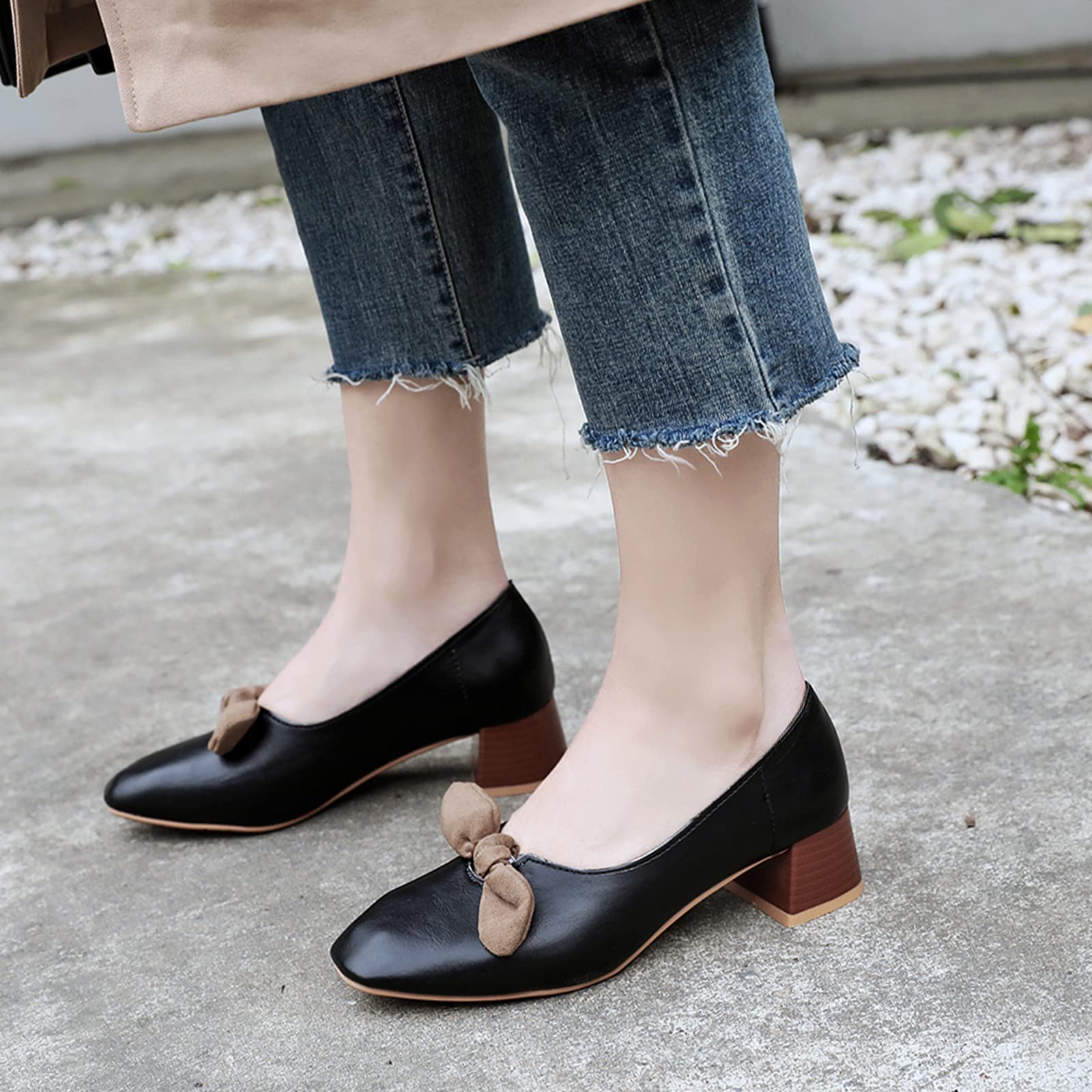 Gicoiz Bureau Travail Loafer Femmes Formal Bout Carré Chaussures Bow