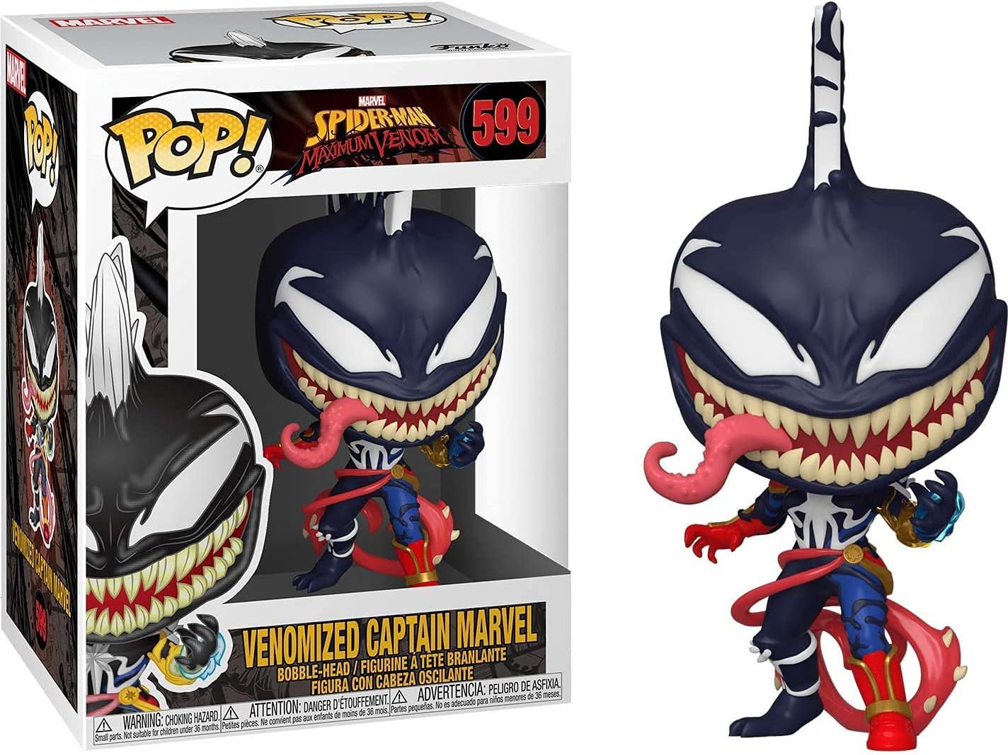 POP Marvel: Venom - Venomized Captain Marvel Funko Pop! Vinyl Figure (Bundled with Compatible Pop Box Protector Case), Multicolored, 3.75 inches