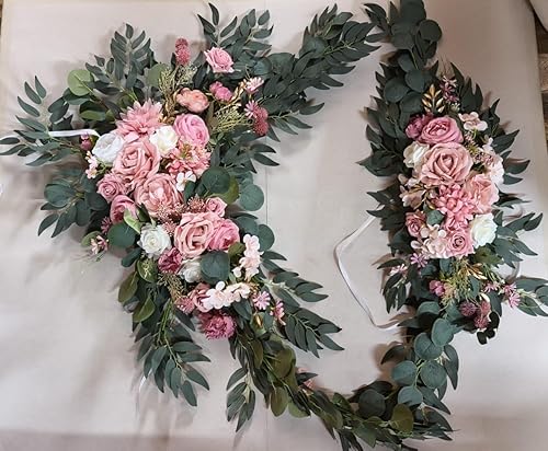 Miniatura 7 de WEDFLOR Kit de flores de arco de boda (paquete de 4)  2 guirnaldas de flores artificiales con 2 piezas de tela para decoración de ceremonia de boda